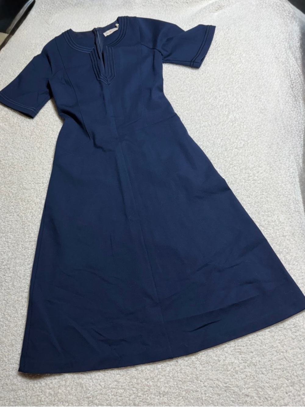 Tory Burch Navy A-Line Dress XS Structured Neck Short Sleeve